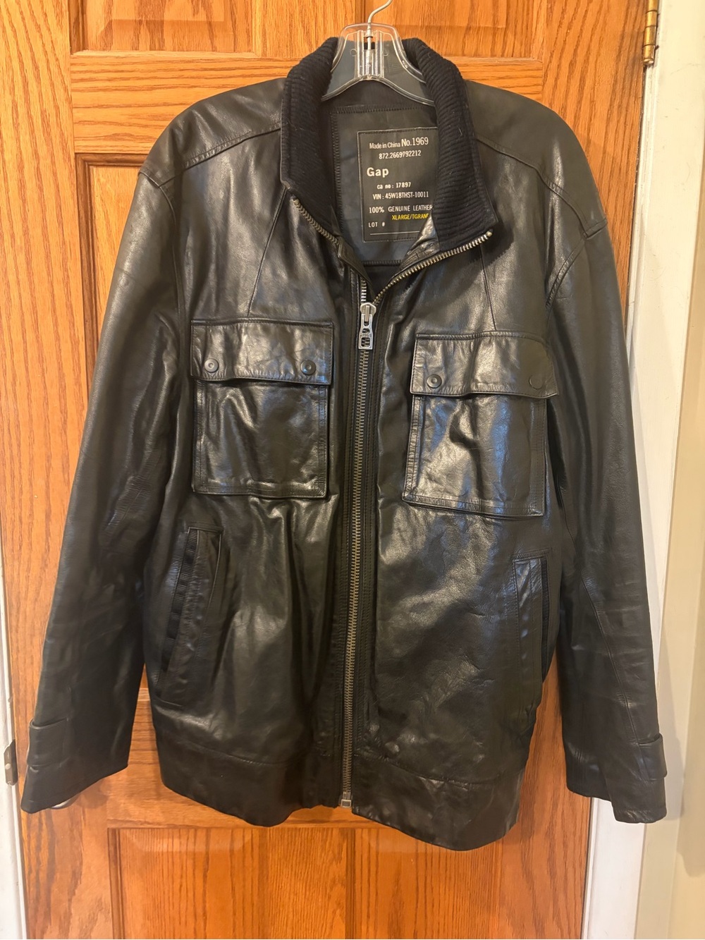 GAP Men’s Size XL Vintage 2000’s 1969 Black Leather Field Jacket Y2K